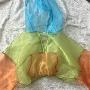 Mesh Color Crop Hoodie